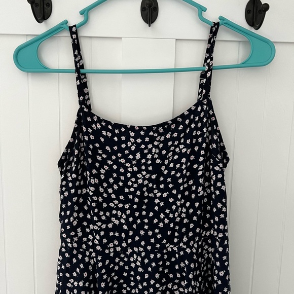 GAP women’s Xs Petite Dress navy tiny floral flower blue skater - Picture 2 of 12